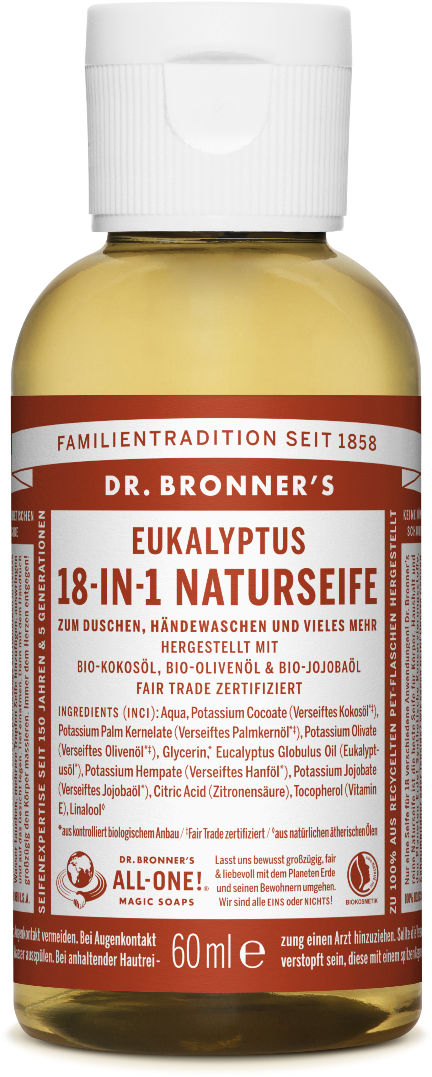 Dr. Bronner’s Magic Seife – Reine Kastilien Flüssigseife, 473 Ml, Mandel, Bio
