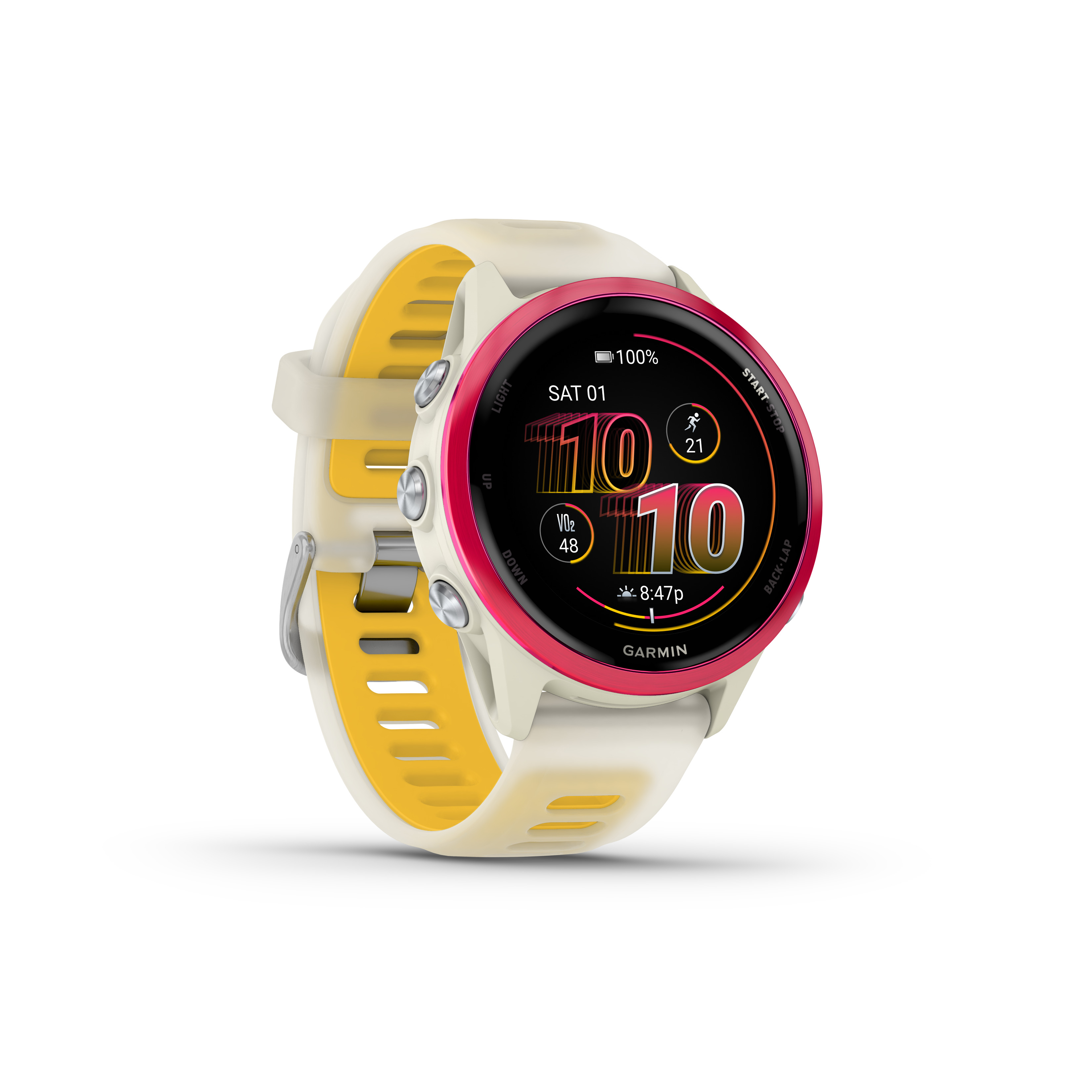 Garmin Forerunner 570 - 42 mm Sportuhr bone/himbeerrot 42 mm